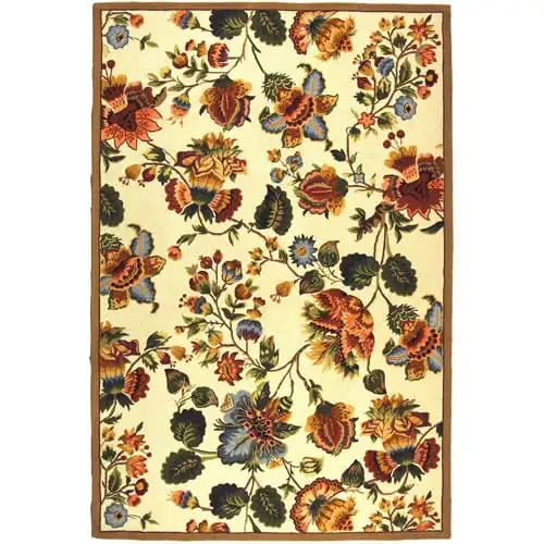 

Hayleigh Floral Wool Area Rug, Ivory, 1'8" x 2'6"