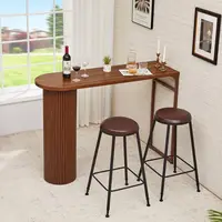 55in Counter Height Pub Table with Luted Wood and Metal Base for Kitchen, Dining, and Living Rooms 3