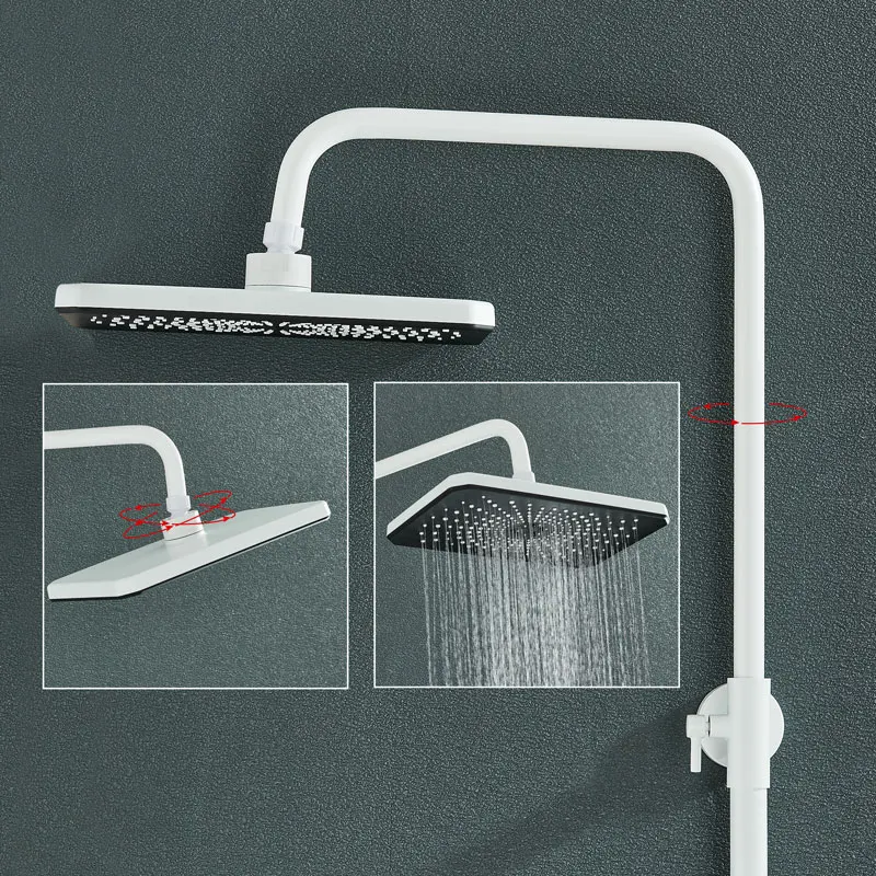 White Black Shower Faucet Set Digital Display Screen Rainfall Piano Bath Cold Hot Water Mixer Bathroom Shower Systems bathroom faucet bathroom shower faucet set
