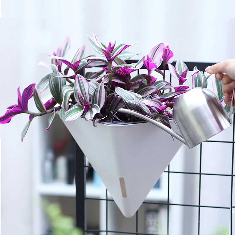Triangular Wall Mounted Flower Pots Self Watering Hanging Basin Plants Lazy Flowerpot Office Home Garden Accessories flower pot hydroponic flower pot plant pot