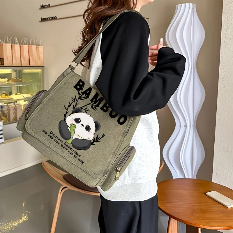 New Women's Crossbody Bag Chinese Style Panda Bamboo Women's Shoulder Bag Large Capacity Fashion Retro Printing Crossbody Bag