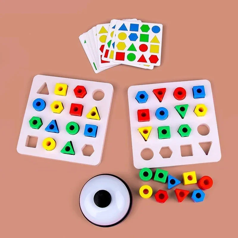 

Geometric Shape Matching Toys Color Recognition Blocks Puzzle Parent-child Interaction Tabletop Games Montessori Toys for Kids