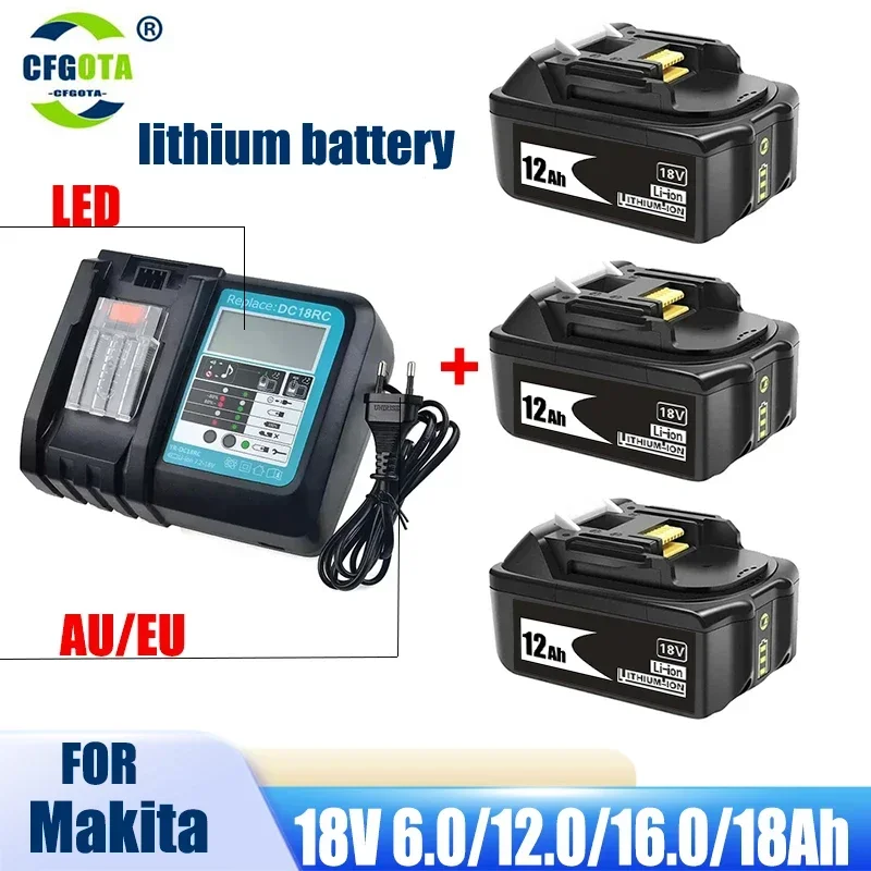 

BL1860 Rechargeable Battery 18V 18000mAh Lithium ion for Makita 18v Battery BL1840 BL1850 BL1830 BL1860B BL1850 BLXT 400+charger