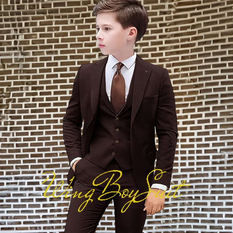 Boys Suit Set Boys Kids Suits Wedding Tuxedo Formal Jacket Vest Pants 3 Piece Set 2-16 Sizes Clothes Child Blazer