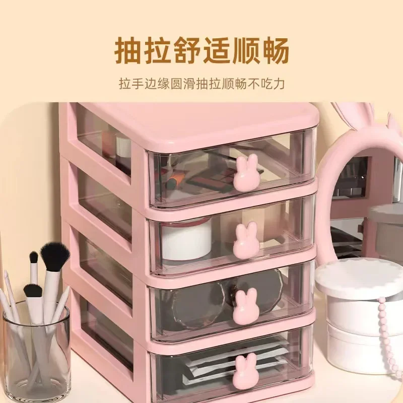 Mini Drawer Organizer Small Organizer with Drawers Plastic Desktop Storage  Box, Transparent Small Drawer Desk, Plastic Mini Storage Box, Rabbit  Stationery Storage Box for Office Home Room 