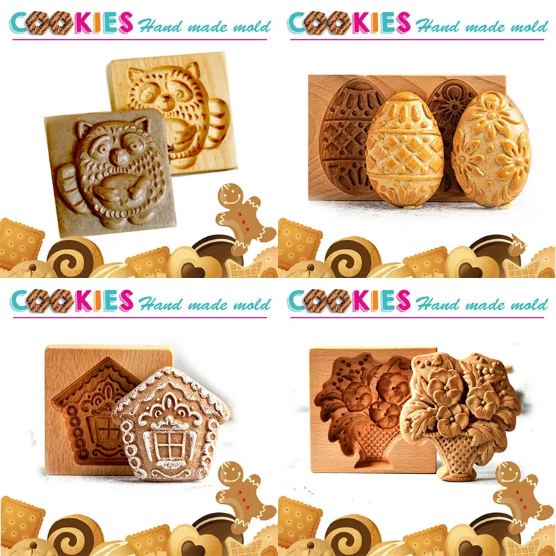 Wooden Cookie Molds, Gingerbread Cookie Moulds, 3D Cake Embossing, Baking Mold, Pumkin Cutter, Bakery Gadgets