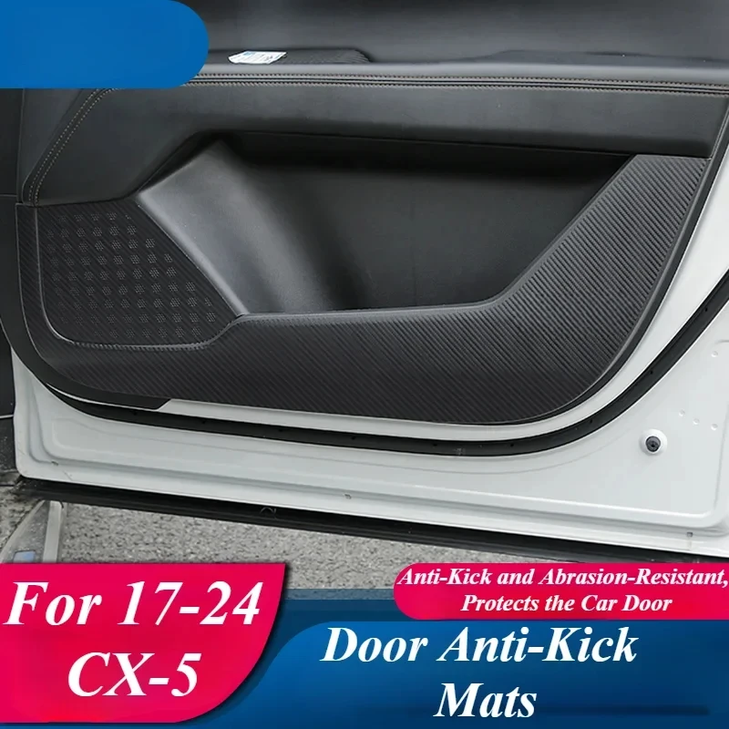 Fit for New Mazda CX-5-Car Carbon Fiber Door Kick Mats Side Protective Mat Cover Anti Shake Styling Accessories