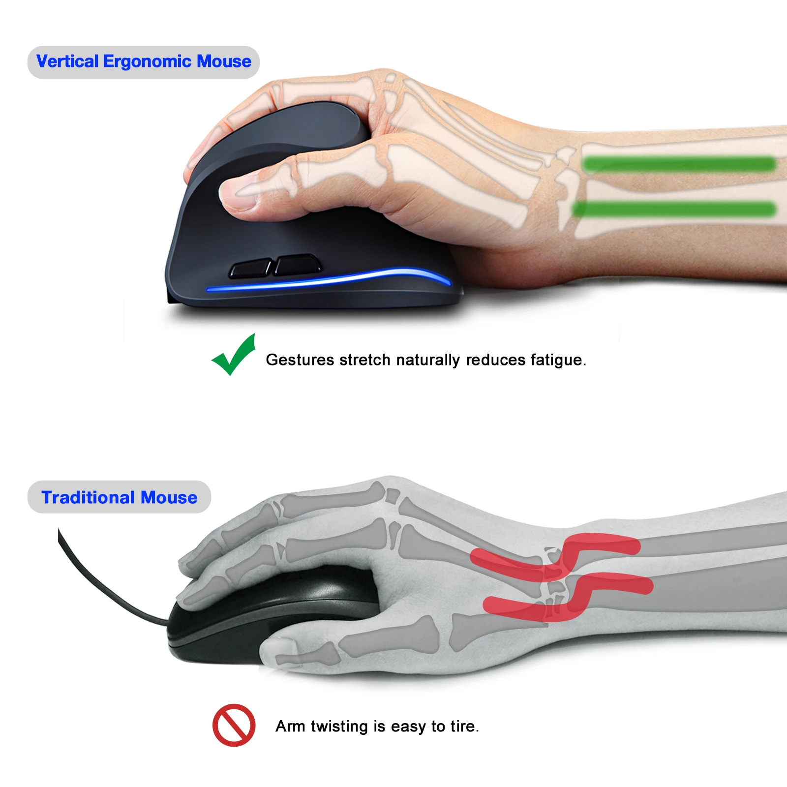 Wireless mouse Lefon Vertical Rechargeable Ergonomic Optical 2.4G 1000/16002400 DPI Gaming for Laptop PC Mac IOS