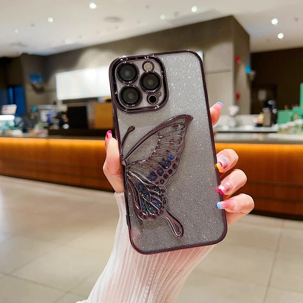 LUXURY 3D GLITTER BUTTERFLY QUICKSAND CUTE CASE FOR IPHONE 