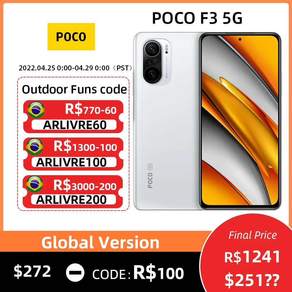 Global Version POCO F3 5G Smartphone Snapdragon 870 Octa Core 128GB/256GB 6.67"120Hz E4 AMOLED Display EU Charger poco new model phone