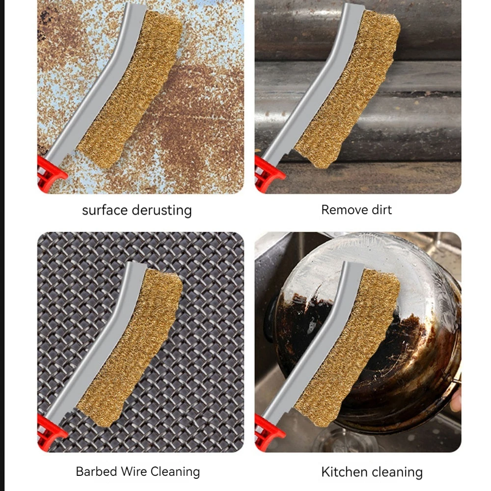 1PCS Multipurpose Tool Wire Brush Handheld BBQ Stainless Steel Metal Rust Removal Clean Brush Industrial Polishing And Deburring 4