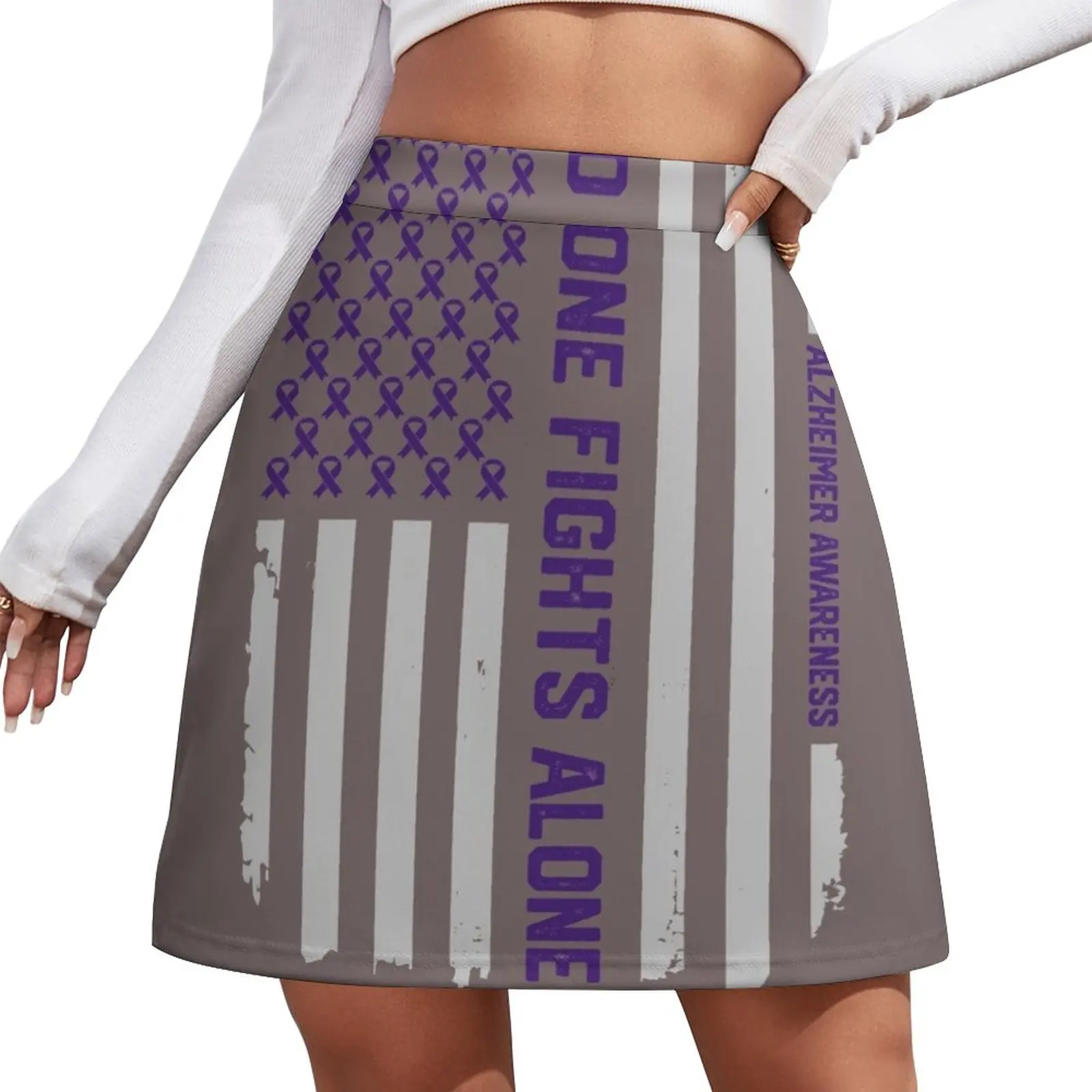 Alzheimer's Awareness Shirts - Alzheimers Awareness American Flag Mini Skirt shorts kawaii skirt bikini sets american flag halter bikini set in multicolor size s xl