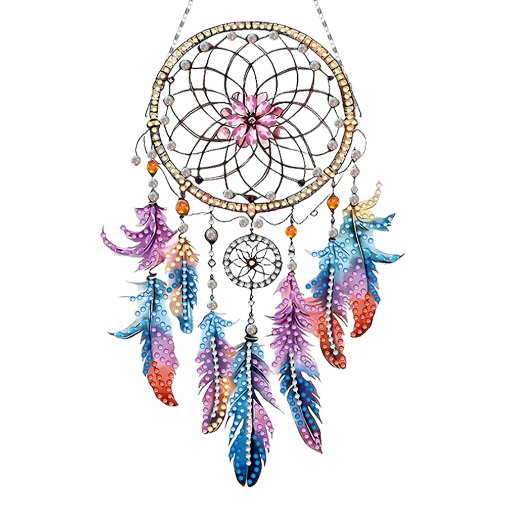 Wing Dream Catcher 5D DIY Diamond Painting Dots Pendant DIY Diamond Art Pendant Kit Diamond Painting Ornaments for Art Crafts