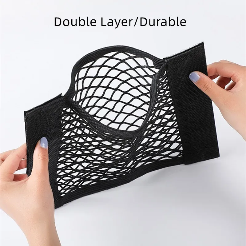 Car Trunk Mesh Pocket 25x80cm Double Layer Mesh Car Pocket Storage Trunk Storage Organizer