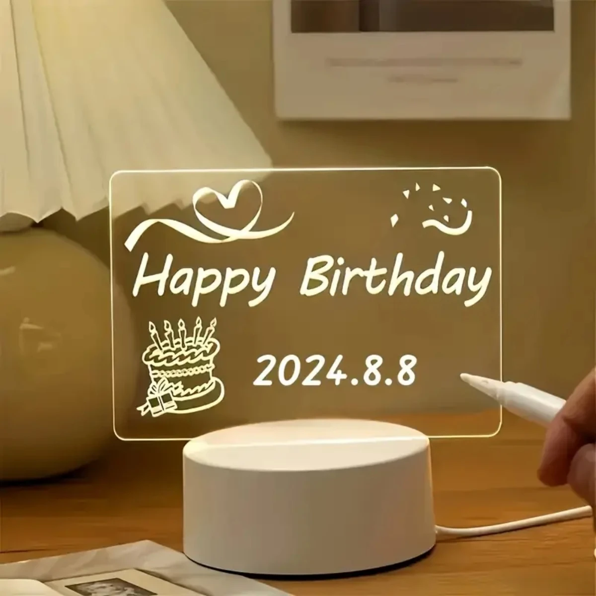 창의적인 3D 나이트 라이트, 지울 수 있는 사랑의 나이트 라이트 (펜 포함), USB 메시지 나이트 라이트, 생일 선물, 침실, 거실, 서재용