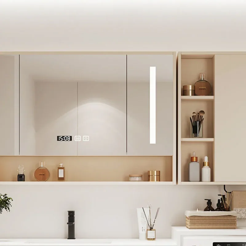 

Lights Vanity Mirror Cabinets Storage Display Bedroom Wall Mounted Standing Glass Organizer Mobile Specchiato Salon Furniture