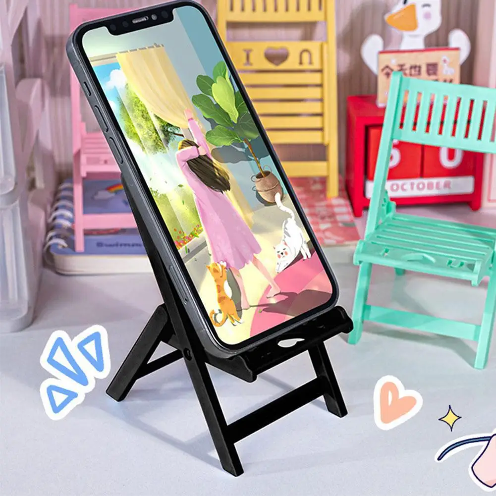 Mini krzesło kształt stojak na telefon komórkowy kreskówka ładny telefon komórkowy Tablet biurowy leniwy składany uchwyt na krzesło akcesoria