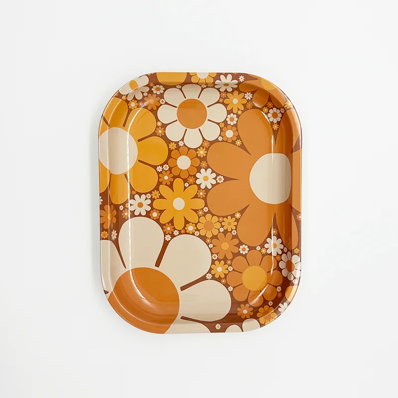 Chrysanthemum pattern tobacco operation panel 180*140mm smoke tray tinplate smoking assembly decorative tray
