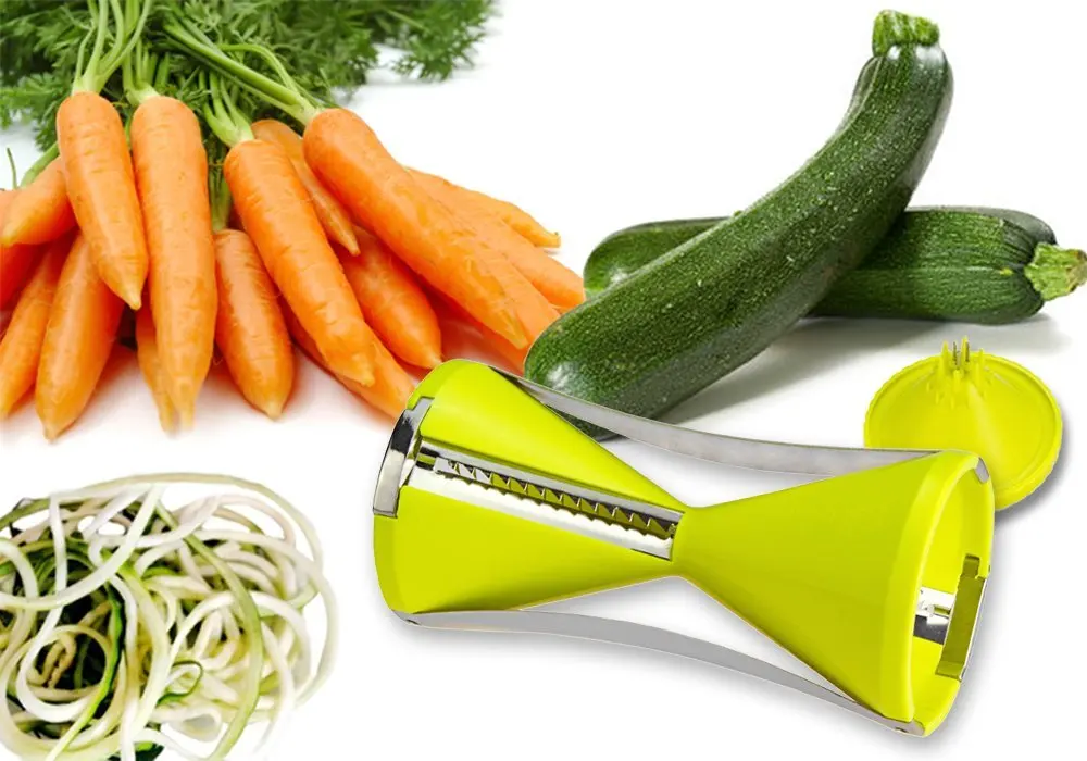 多機能スパイラル野菜カッター、じょうご野菜カッター、回転