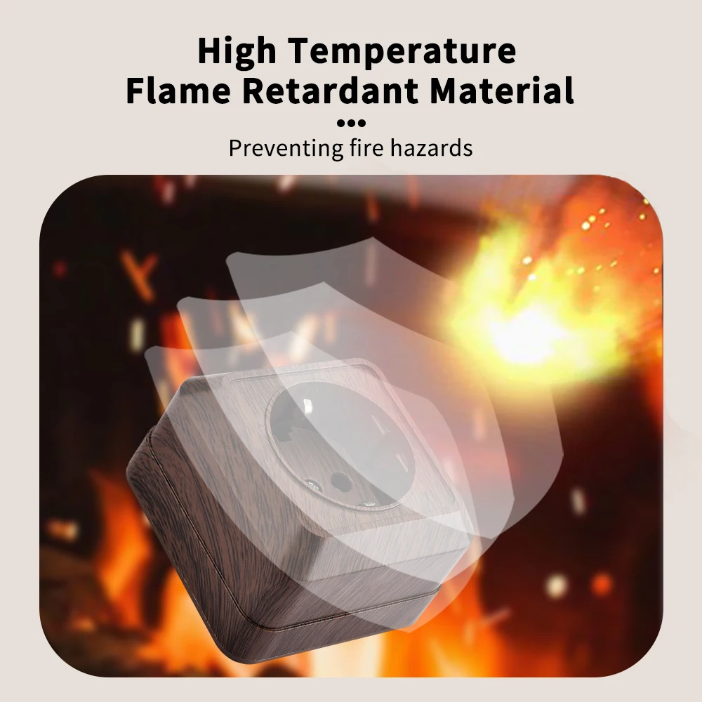 Electrical Socket WESA Wooden Wall Surface Socket Plug Exterior Outdoor Power Socket Flame Retardant Paint Plastic