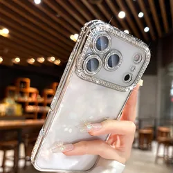 Luxury Sparkling Rhinestone Plating Clear Shockproof Phone Case Cover - iPhone 12 Pro Max (Silver)