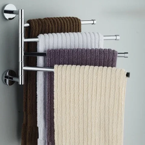 

Stainless Steel Wall Mount Swing Out Towel Bar 2/3/4 Bars Folding Arm Swivel Hanger Towel Rack Holder Organizer