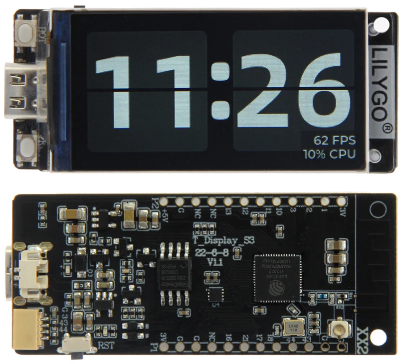 5.0, Módulo Sem Fio, Resolução 170x320, T-Display-S3, 1.9 