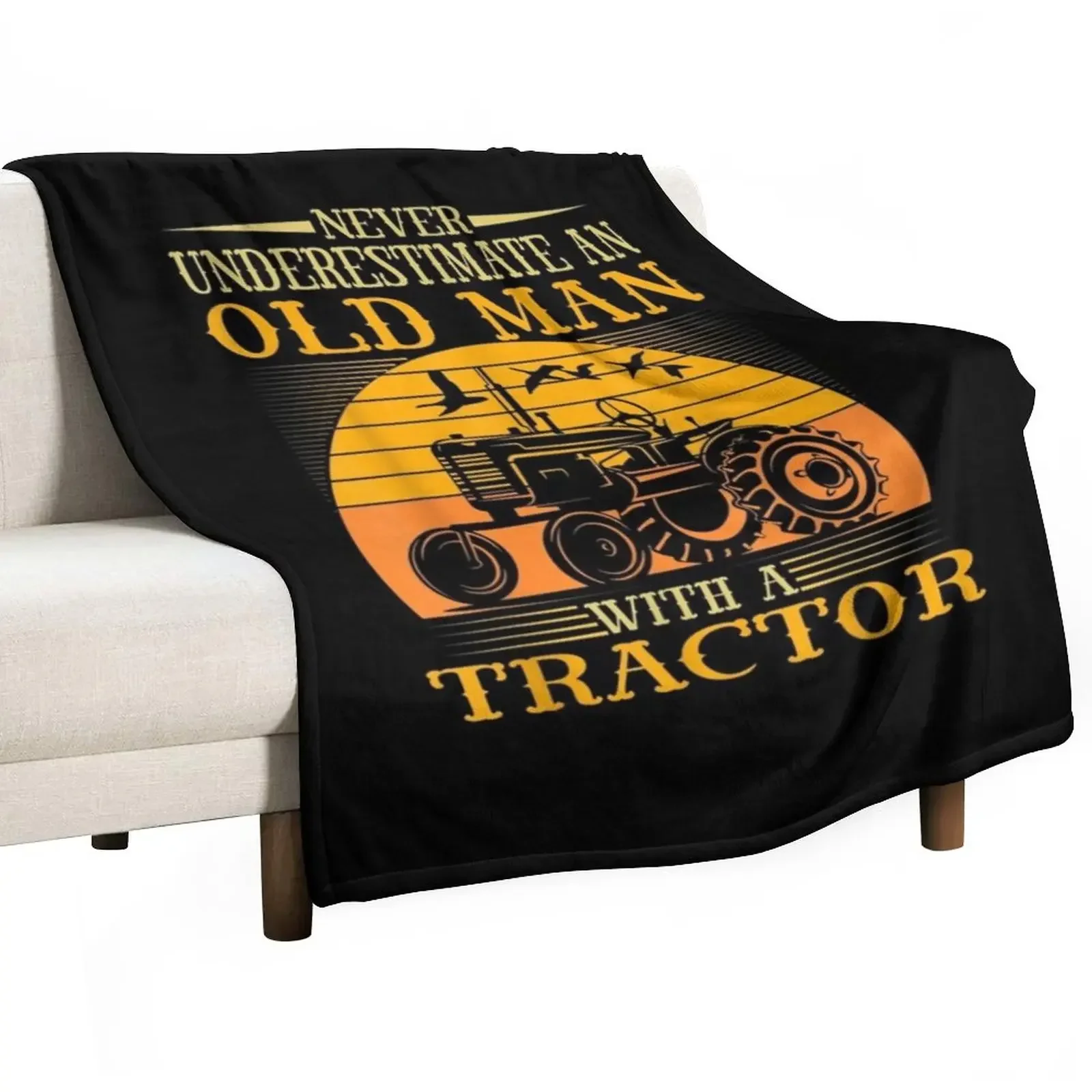 

Never Underestimate An Old Man With A Tractor - Birthday Gift Farmer Throw Blanket Decorative Throw Polar Beach Blankets