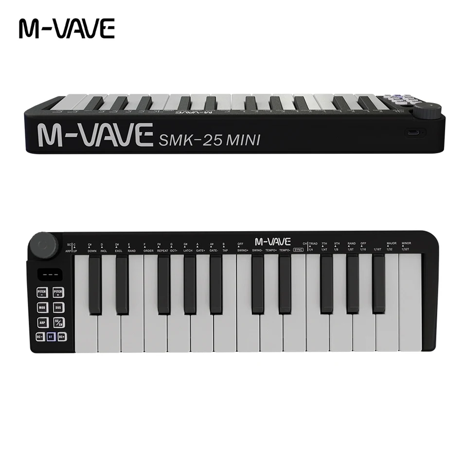 M-VAVE SMK-25mini MIDI Keyboard Rechargeable 25-Key MIDI Control