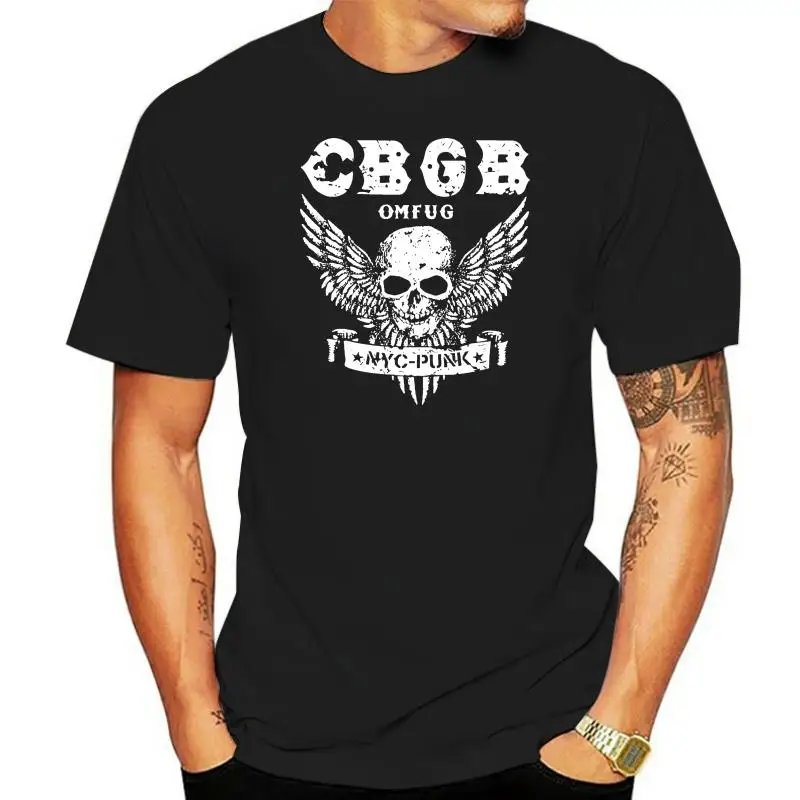 

Мужская футболка CBGB дом панк OMFUG подземный NYC клуб Череп Крылья Байкерская Ретро футболка