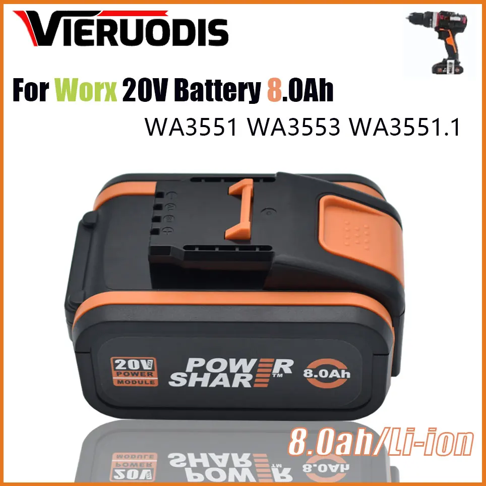 Akku für Worx 20V 5500mAH Li-Ion 5.0 power WA3551 WX390 WG549 WG259 WX166 WX523