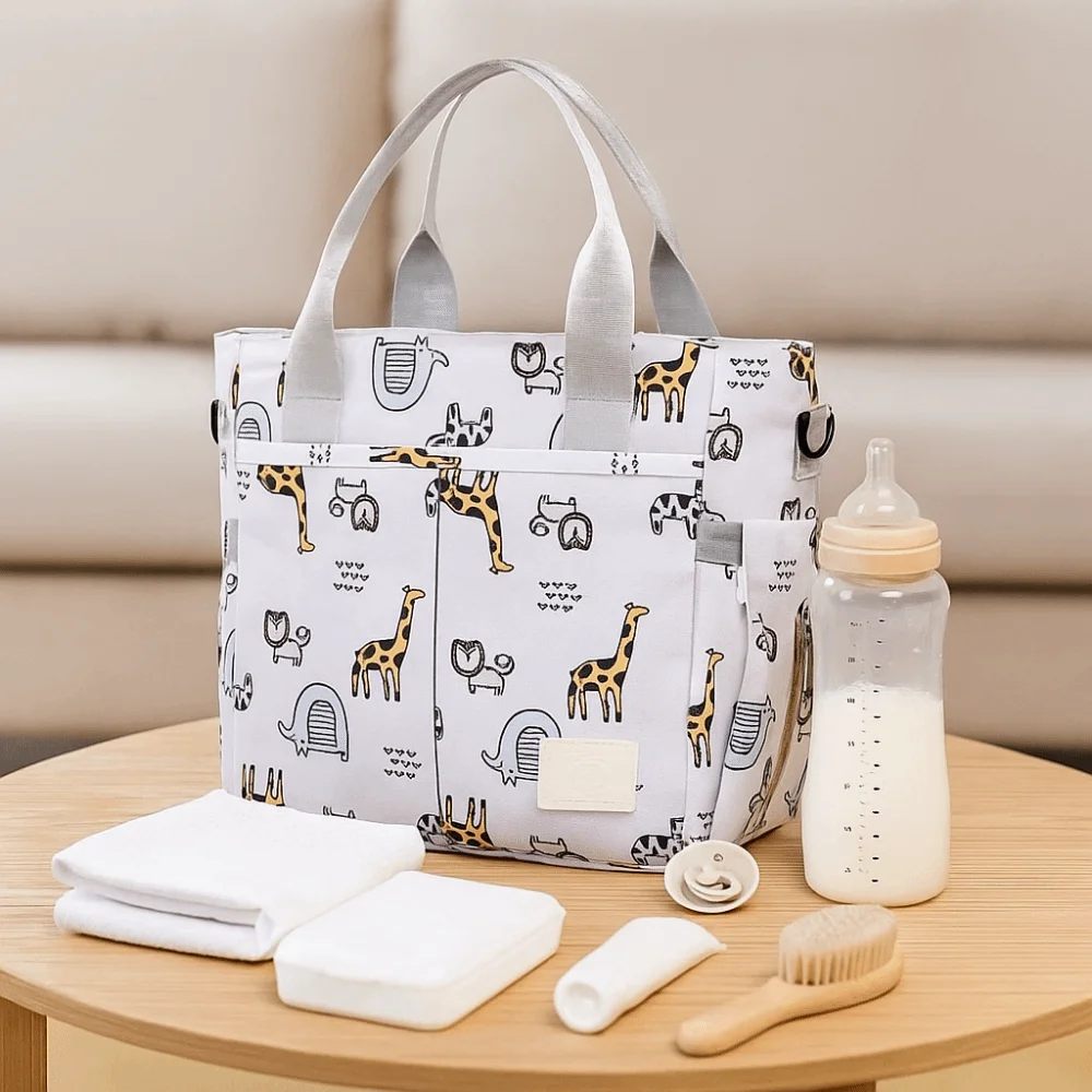 Fashion Printed Mommy Bag Wide Opening Large Capacity Baby Nappy Bag Lightweight Waterproof Baby Diaper Bag for Babies