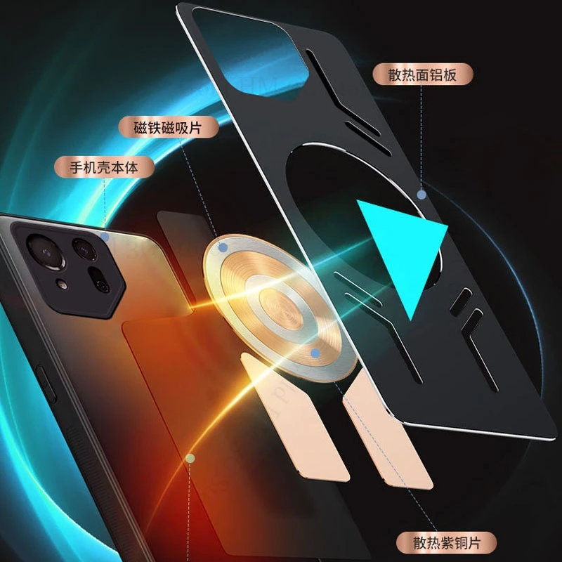 Cooling Heat Dissipation Magnetic Case For Asus Rog Phone 8 Pro Metal Lens Copper Protector Cover For Rog Phone 7 6S 5S 5 8 Pro