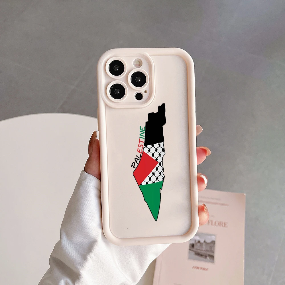 thumbnail image 1 of Funda protectora para cámara de pasaporte con mapa de la bandera de Palestina de dibujos animados para iPhone 15, 14, 13, 12, 11 Pro Max, Mini XR, XS, X, 8 Plus, funda de TPU suave, 1 of 4