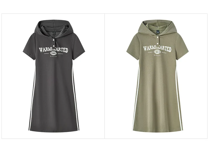 Jumpsuit For Women Letter Print And Color-Blocked Sports Style New In Summer Slim Fit Hooded Mid-Length Dress