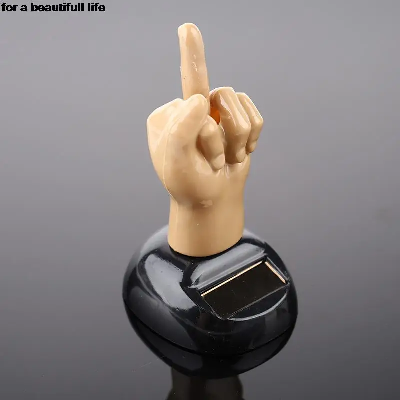 

Solar Powered Mid Finger Shaking Toy Car Dashboard Dancing Figure Toy Brown Creative Car Bobbleheads Decorative Ornament