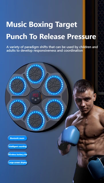 Machine Boxe Machine De Boxe Musicale LED - Avec Gants - Fixation Murale Sans Perçage - 9 Vitesses - Synchronisation Bluetooth Machine De Boxe Immersive
