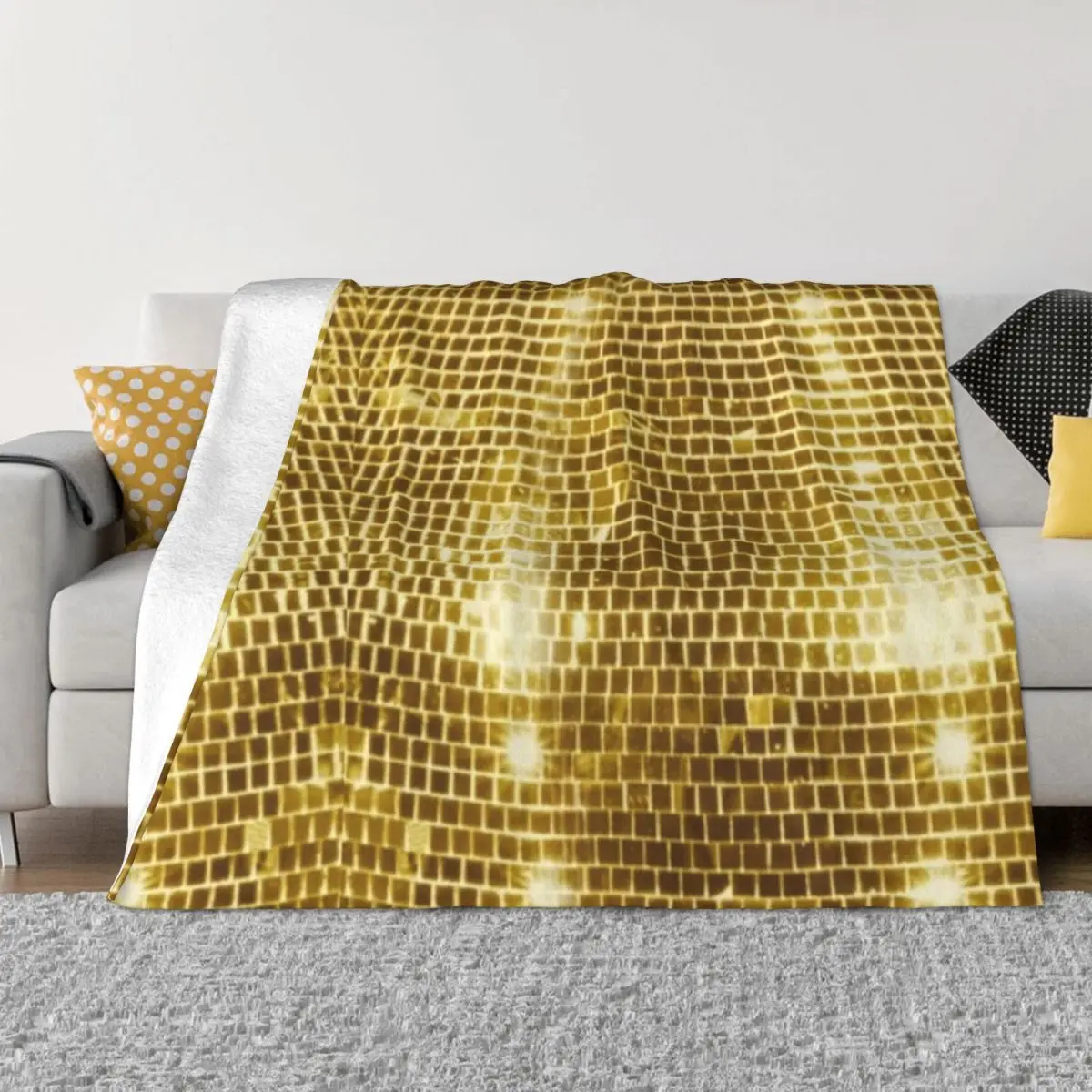 Real Disco Ball Gold Disco Fever Boogie Dance 70S Club Disco Party Coperta A Scacchi Coperte Decorative Di Lusso