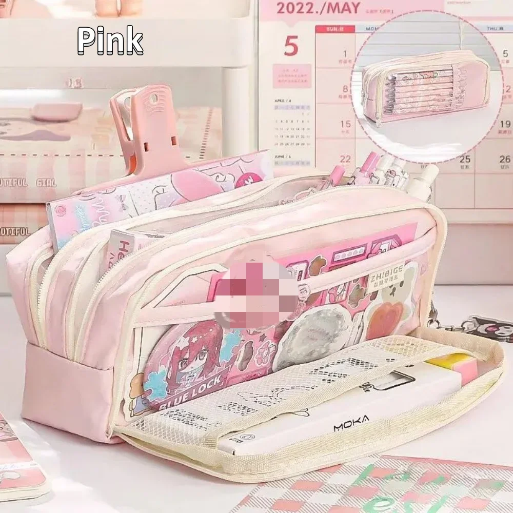 SUNEE Astuccio Estetico Kawaii Nero – Grande Capacità Con Cerniera, Organizer Per Scuola, Ufficio E Viaggi