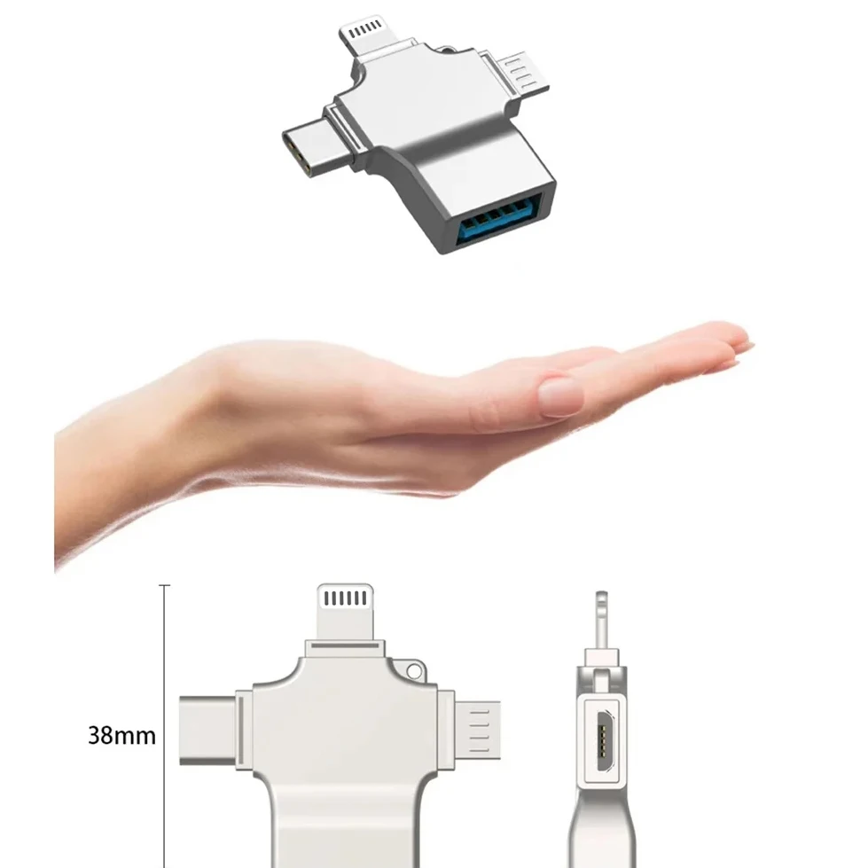 4 in 1 USB 3.0 SD Card Reader Micro-Card Adapter for Apple Interface OTG