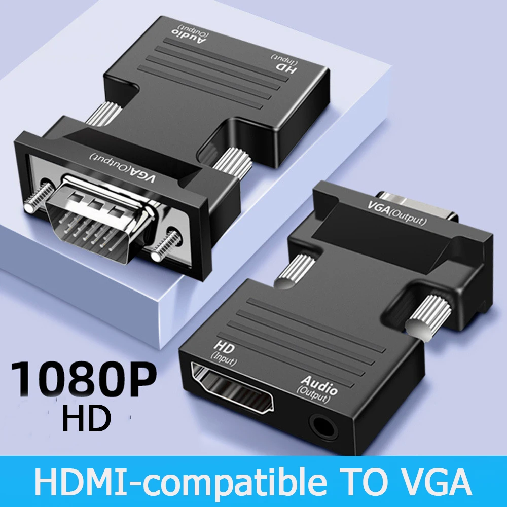 HD 1080P VGA to HDMI-compatible Adapter HDMI-compatible to VGA Converter For PC Laptop HDTV Projector