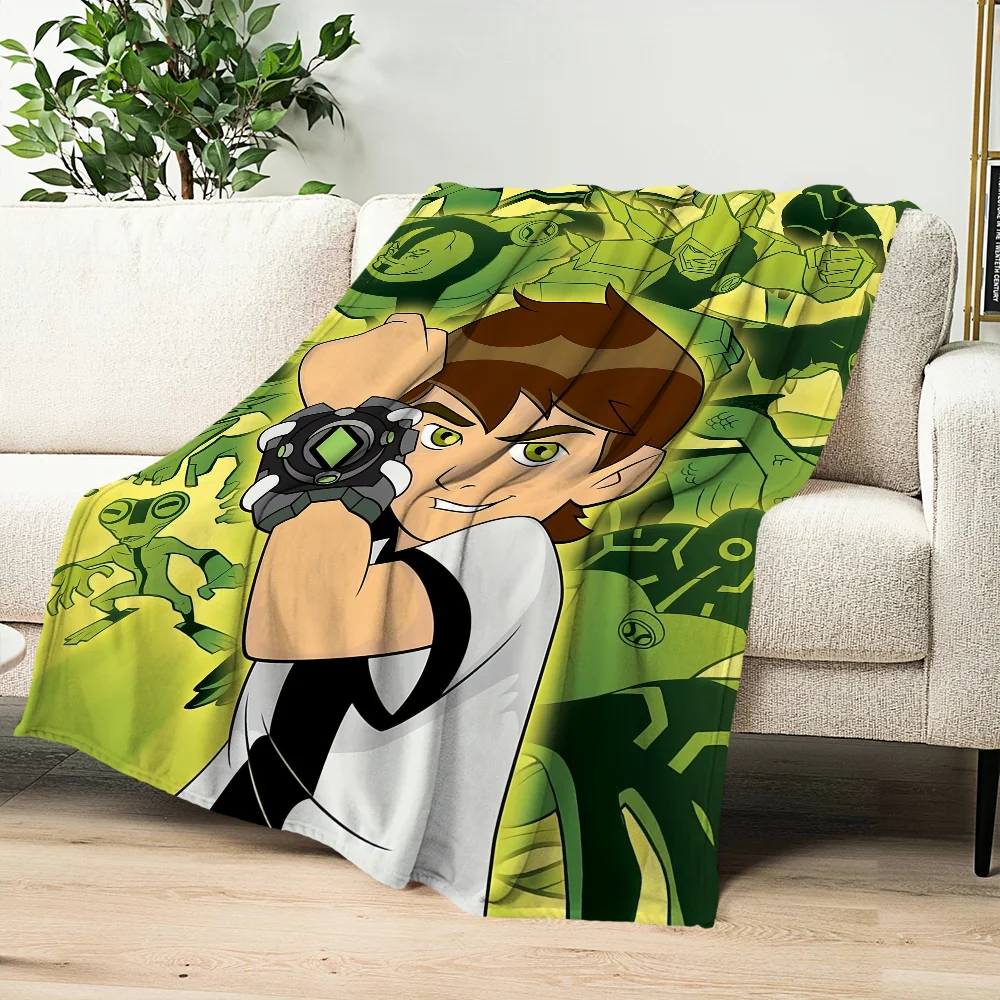Cartoon B-Ben 10 Green Blanket Skin friendly comfort warm soft plush blanket suitable sofa living room office bedroom 5