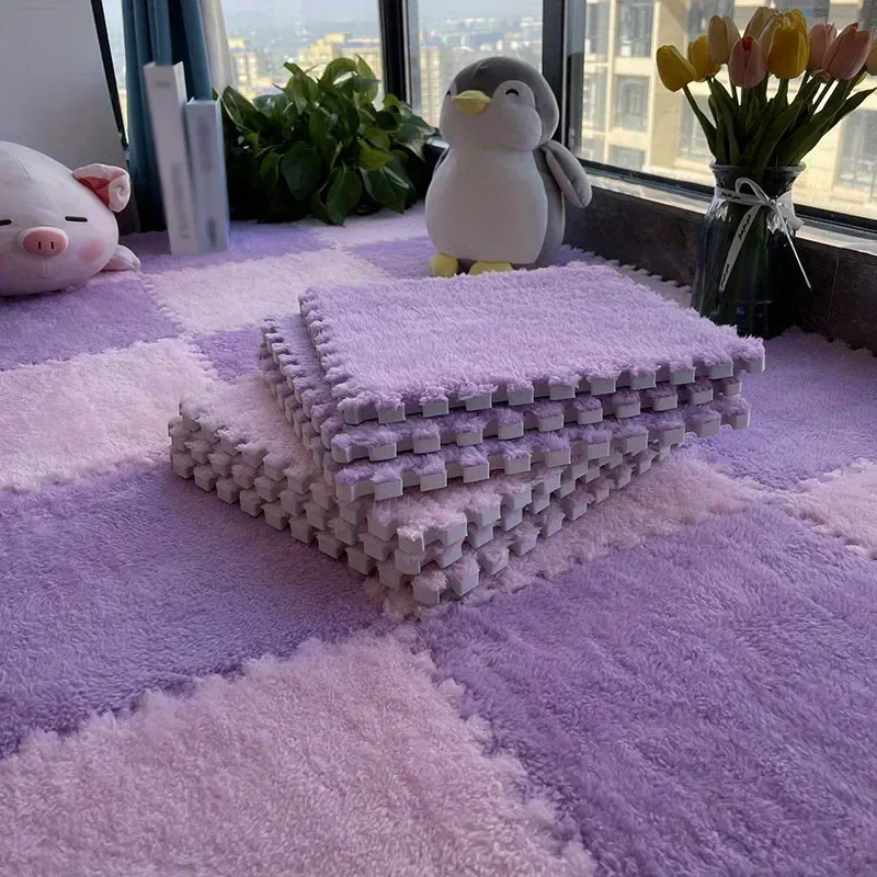 30 x 30 cm Plüsch-Puzzle-Bodenmatte, weicher Schaumstoff, ineinandergreifende Spielmatte für Kinderzimmer, dick gepolsterte Teppichfliesen, leicht zu reinigen, rutschfest – Detail 25