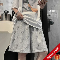 Short d'été en mousse imprimé pour hommes, pantalon de sport à cinq points avec cordon de serrage, jambes larges, style Hip Hop, survêtement décontracté 