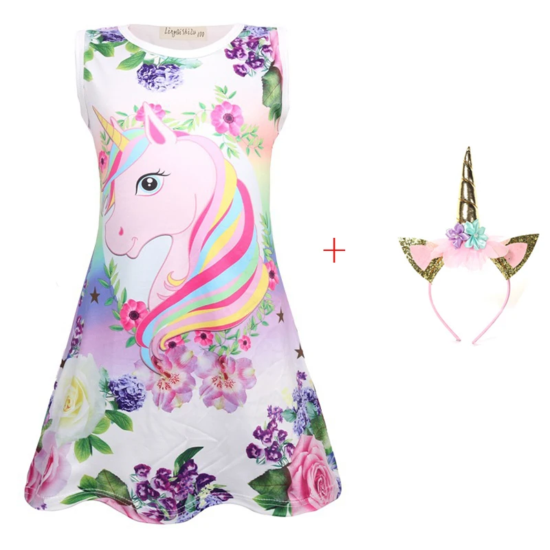 

2023New Summer Butterfly Girls Unicorn Dress Children Cartoon Floral Party Birthday Unicornio Dresses Kid Baby Princess Clothes