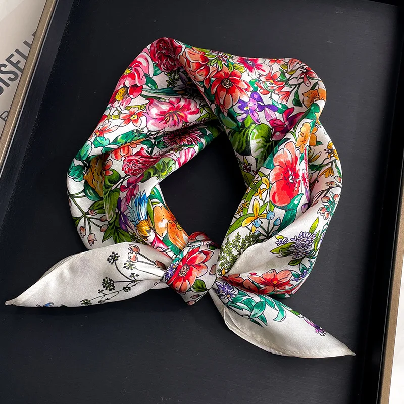 New 100% Pure Silk Scarf Women Neck Foulard Luxury High