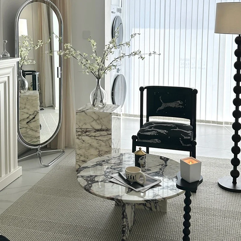 Tavolino Da Caffè Bulgari Lastra Di Roccia Rotondo Piccolo Appartamento