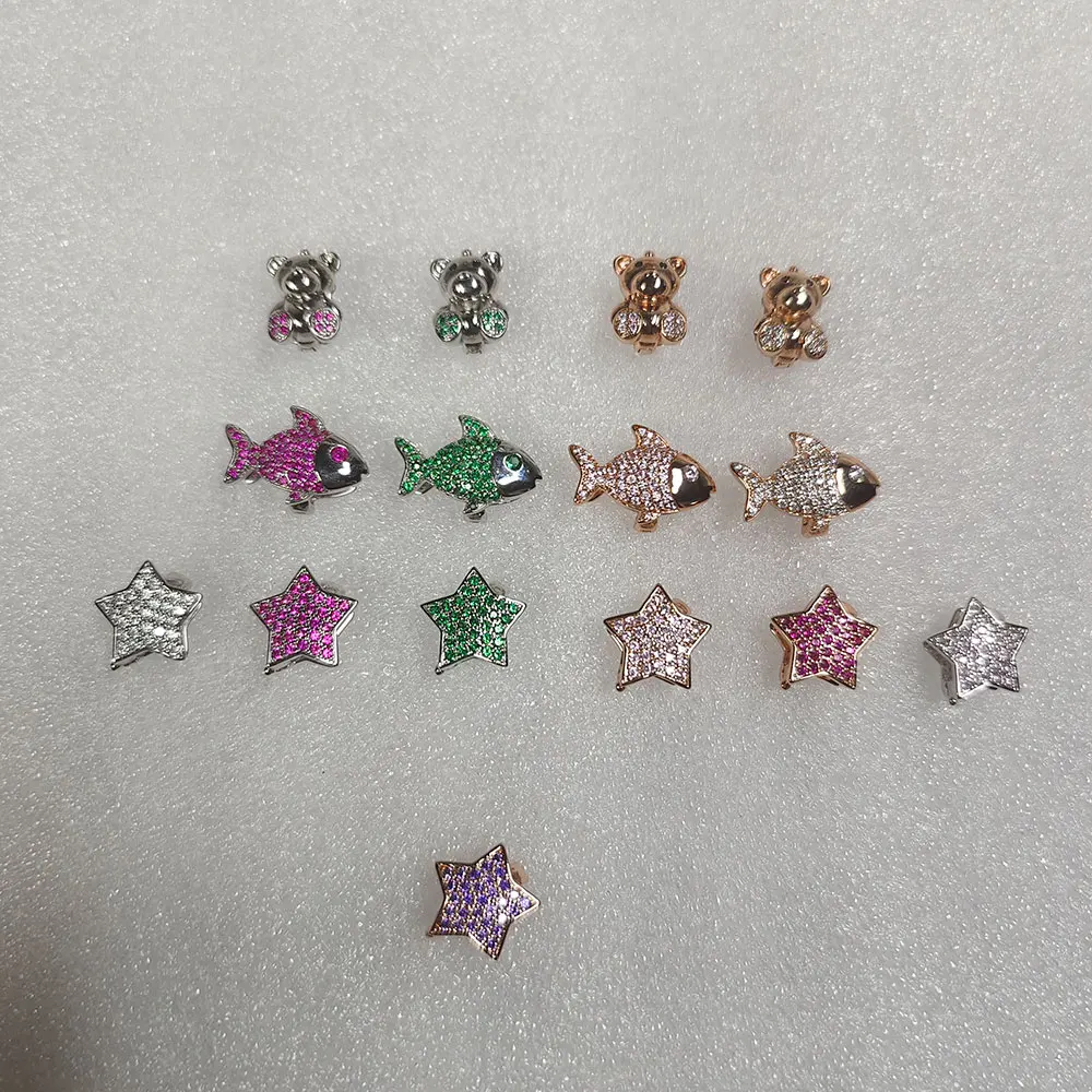 Charms Elasticity Bracelet Jewelry-Accessories Cubic-Zircon-Clip Multiple Styles Bear Fish Star Tree Design Shiny Clip Wholesal