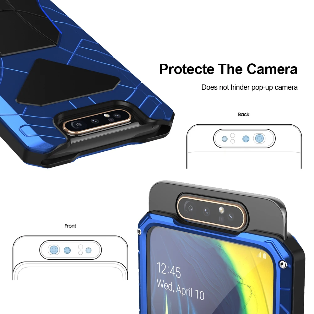 Imatch Phone Cases For Samsung Galaxy A50 A70 A80 A90 A71 A51 A53 M31 A54 Hard Aluminum Metal Cover Heavy Duty Shockproof Case