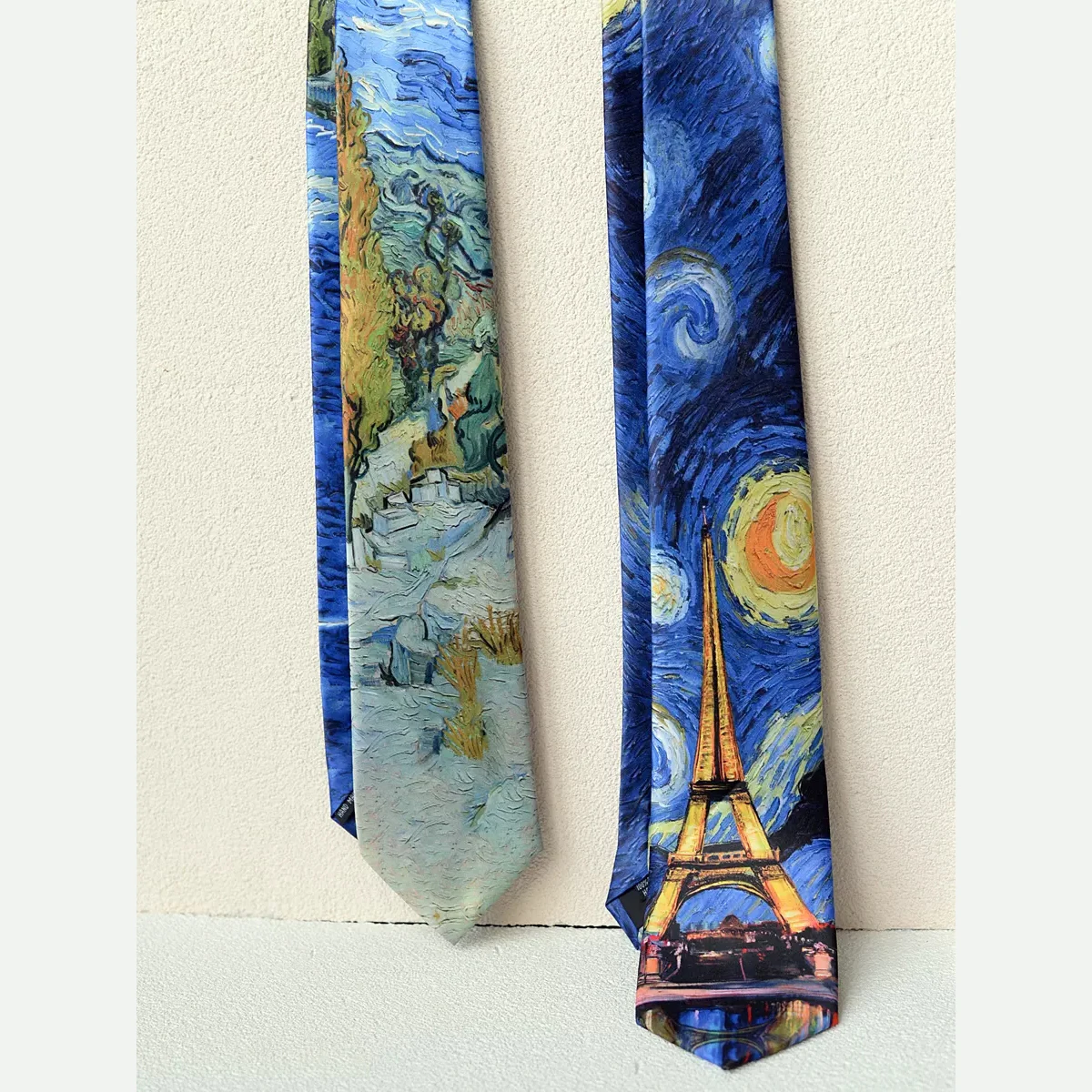 Neck Tie Vintage 8cm Width Starry Sky Oil Painting Neckties Men Women Creative Fun Flower Green Neck Tie Daily Wear Shirt Accessories